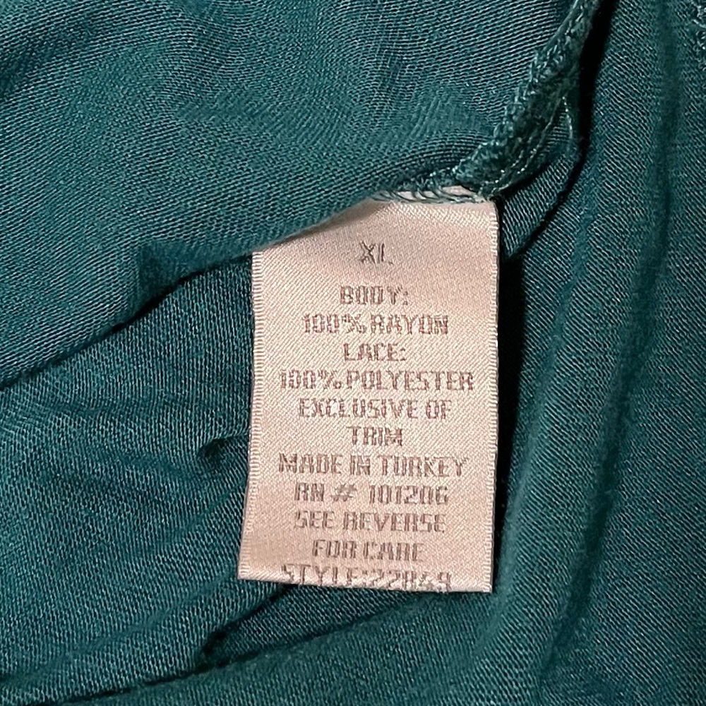 Soft Surroundings Teal Blouse with Black Yoke - Picture 8 of 13